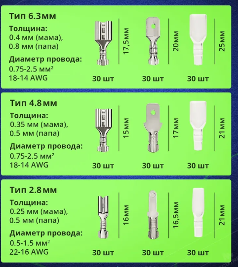Клеммы по штучно папа / мама
