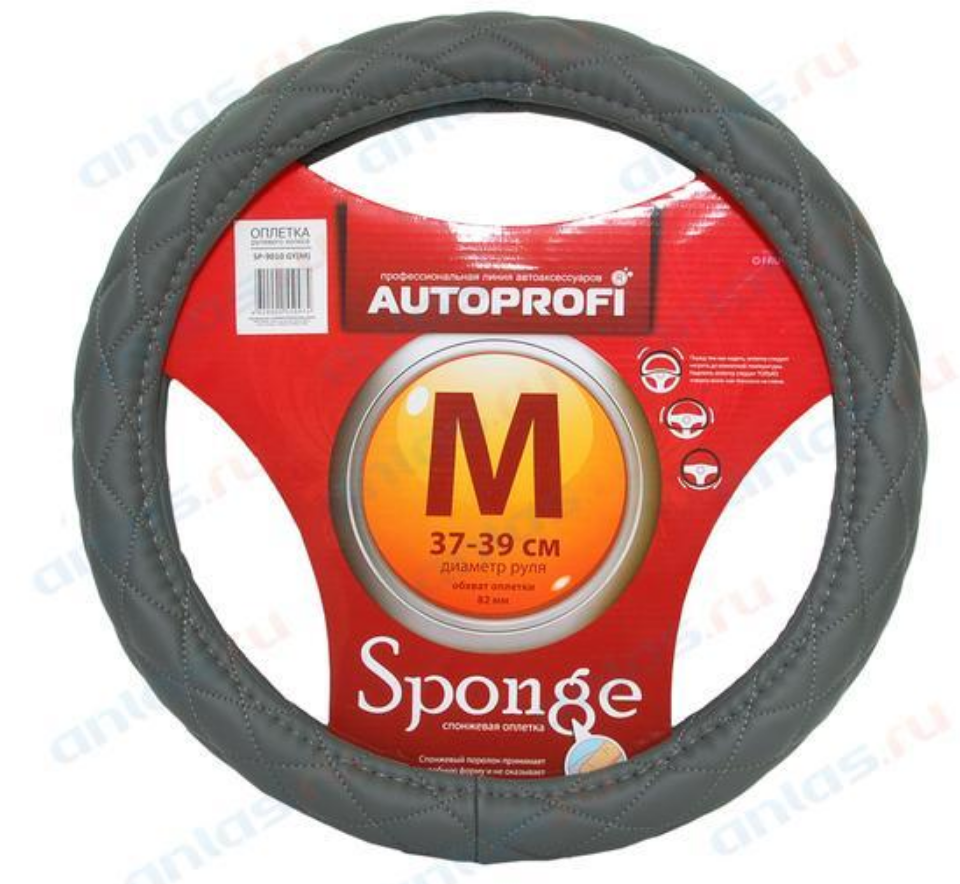 Оплетка руля M Autoprofi кожа стеганая серая