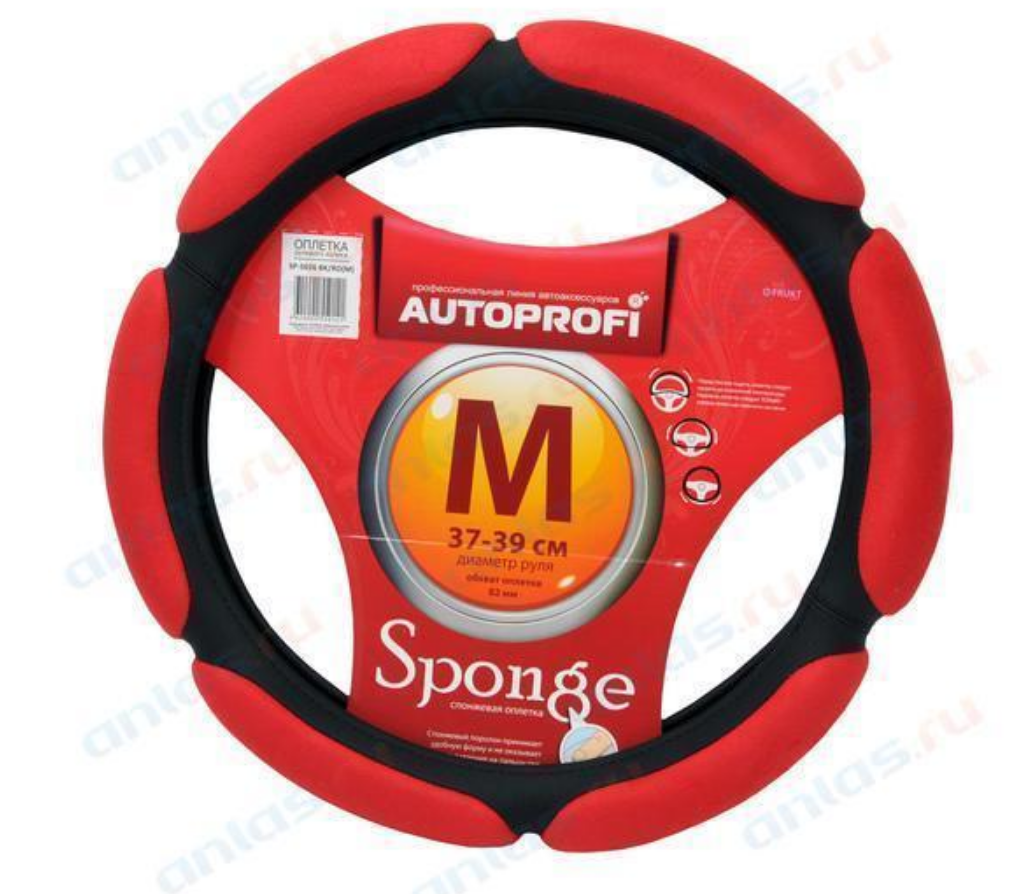Оплетка руля M Autoprofi поролон (6 подушечек) черно-красная