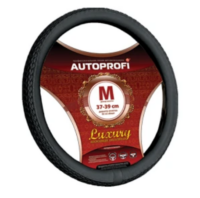 Оплетка руля M Autoprofi Luxury кожа плетеные вставки черная