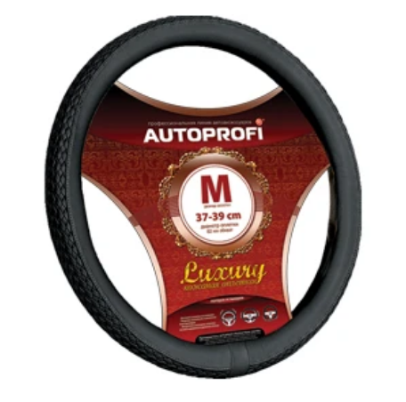 Оплетка руля M Autoprofi Luxury кожа плетеные вставки черная