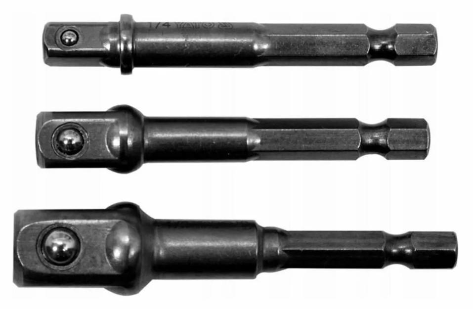 Переходники для шуруповерта под головки 1/4", 3/8", 1/2" 3шт