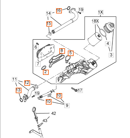 Прокладки теплообменника комплект 9шт GM серии A/Z16/18XER/LET